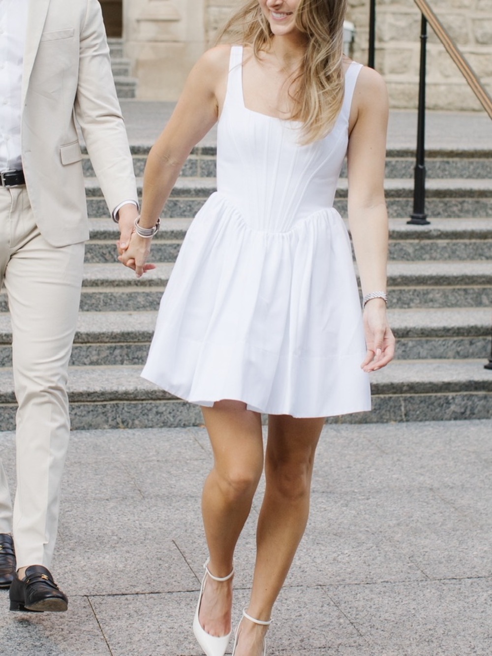 STAUD White Sleeveless Mini Dress